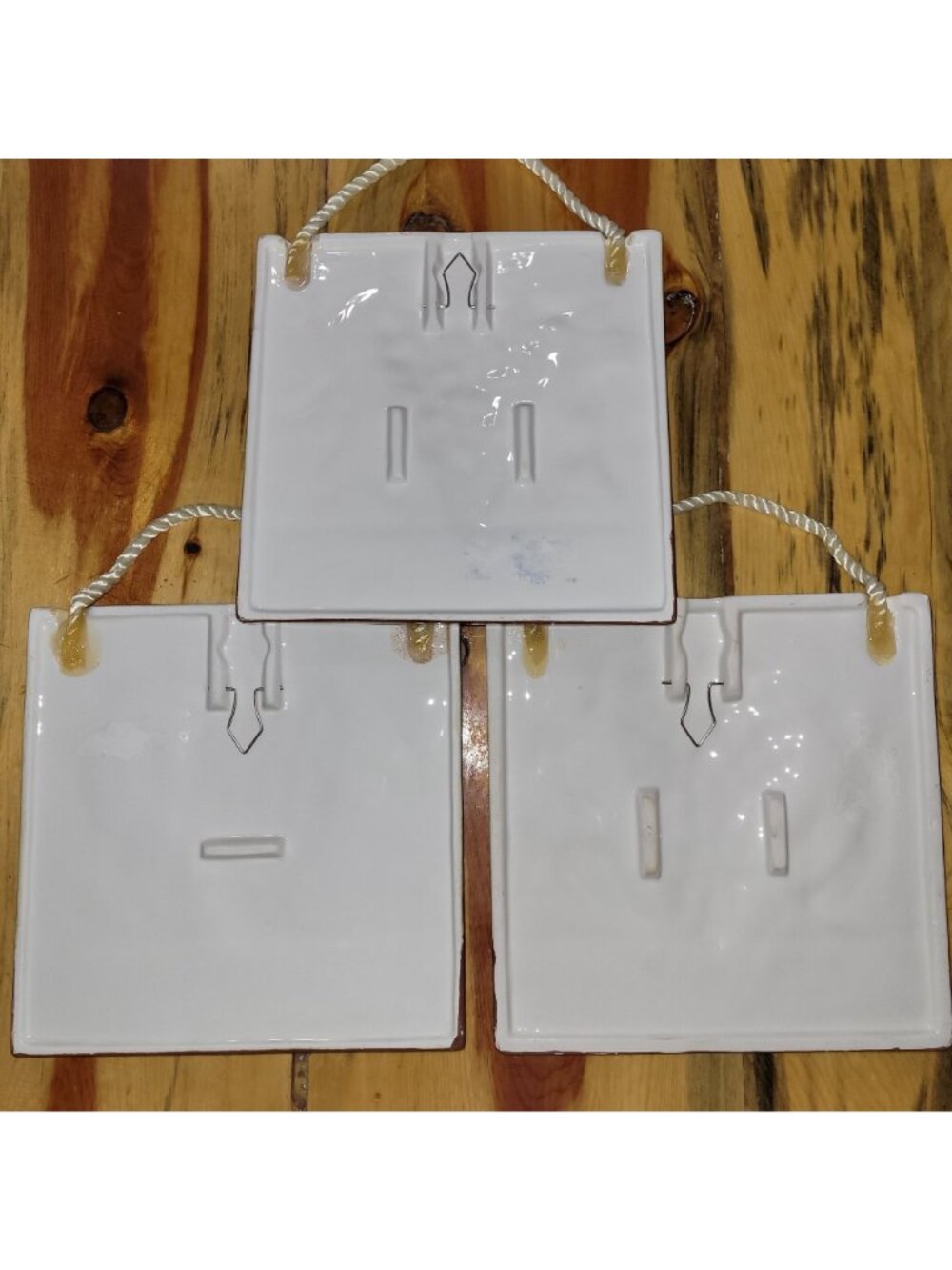 Farmhouse Kitchen Decor Wine Tiles Set/3 Tuscan Grape Plaques Hanging Art 6x6 - Picture 5 of 6